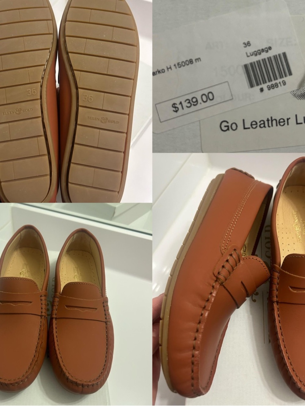 New in box Ellen gold girls size 36 luggage color